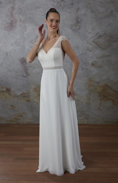 Robe de mariée Rumi Couture Nuptiale bohème fluide boutique Sandra Mariages CREIL Oise