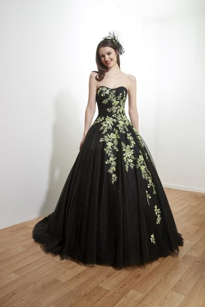 Robe de mariée Tourbillon Annie Couture 2024 noir et vert boutique Sandra Mariages CREIL Oise