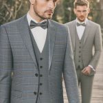 Costume de mariage bleu à carreaux VENISE Barberini, boutique Sandra Mariages CREIL Oise