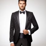 Costume de mariage marié Tenor bleu motifs fantaisie col châle smoking