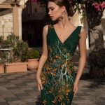 Robe de cocktail R168B courte verte