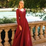 Robe de cocktail R136M longue à manches amovible Créatif PARIS boutique Sandra Mariages CREIL Oise