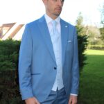 Costume de mariage Bertrand bleu col classique 74% laine