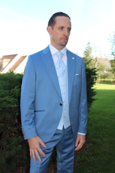 Costume de mariage Bertrand bleu col classique 74% laine