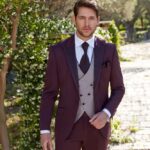 Costume de mariage bordeaux prune Bologne